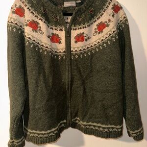 Ladies Fall Autumn Zip Cardigan Sweater – XL